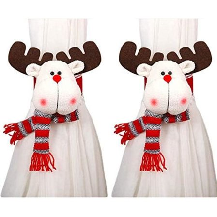 2 stk. Julegardinspænder - Elg, Sød Gardinring Gardinklemme til Fest Hjemmegardiner, Juledekoration