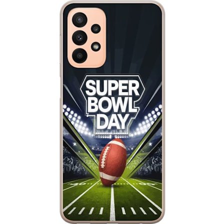 Yhteensopiva Puhelinkuori Samsung Galaxy A23 Super Bowl Day juliste, jossa amerikkalainen jalkapallo valaistuksella varustetulla areenalla dramaattise