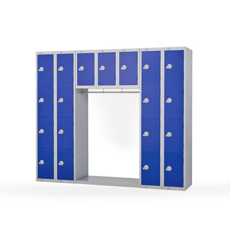 Archway locker, 19 doors, 1800x2100x450 mm, dark blue