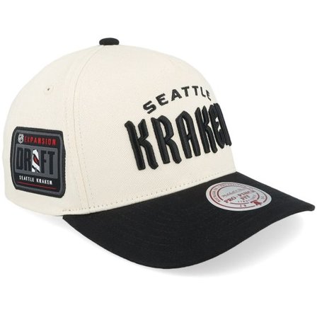 Mitchell & Ness - NHL Beige adjustable Keps - Hatstore Exclusive x Seattle Kraken Pro Crown Sand/Black A-frame Adjustable @ Hatstore