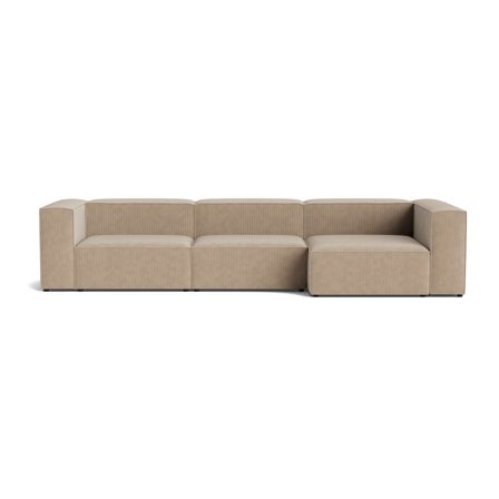 Lissabon Chaiselongue-Sofa, rechts | 360cm, Rebel Dunkelbeige, modernes Design, Cord-Optik, bequeme mehrschichtige Komfortpolsterung.