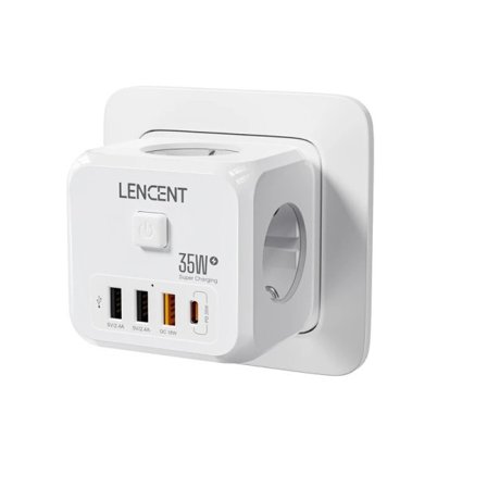 Strøm Strip Vegg Socket med USB QC Type C PD 35W Rask lader adapter