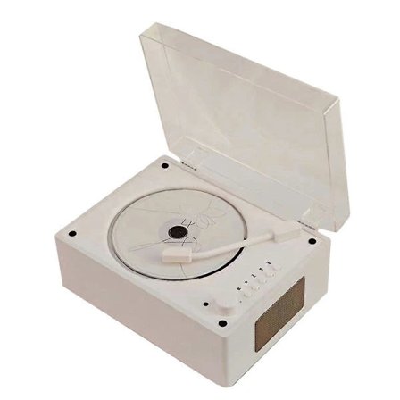 Retro CD-afspiller Genopladelig Understøtter CD BT USB 3.5mm AUX Bærbar CD-afspiller Bluetooth-kompatibel 5.0 Trækorn Hvid Wood Grain White