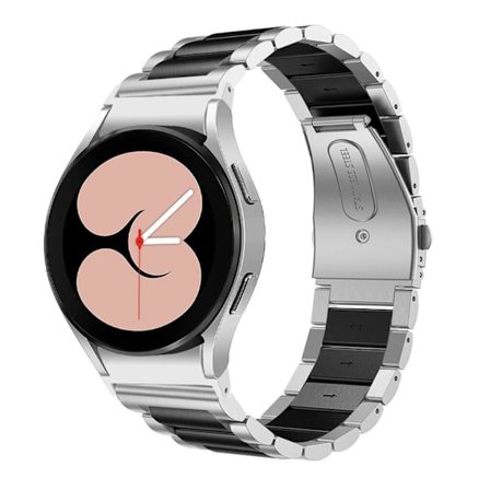 Klockarmband med tre pärlor i rostfritt stål till Samsung Galaxy Watch 4 - Silver / Svart