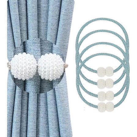 4-pakks magnetiske gardinholdere, praktiske gardinholdere, lyseblå