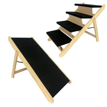 Trappa 2 i 1 för Liten Hund - UISEBRT - Justerbar Höjd - Ramp av Tall - Antislip Matta