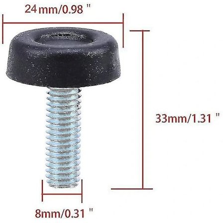 Sæt med 20 møbelben - M8 X 24mm, justerbare