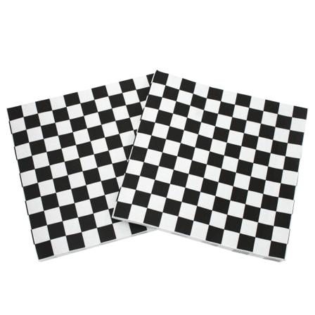 Sett med 40 fargerike papirservietter - Klassisk svart-hvitt rutete mønster, DIY, Origami, for gastronomi, bursdag, bryllup, borddekor, familier