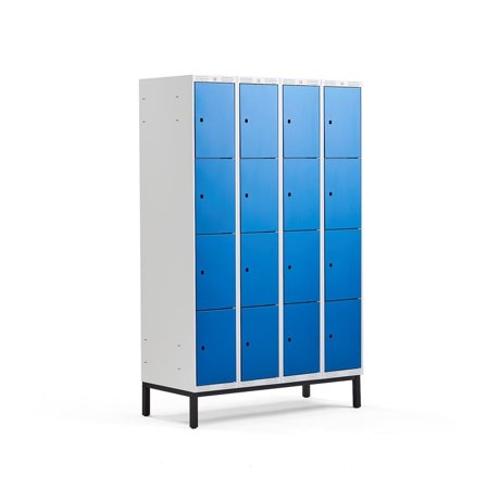 4 door locker CLASSIC, leg frame, 4 modules, 1940x1200x550mm, blue