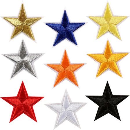 10pcs 9 colors silver /gold stickers clothes 5 Star embroidered applique iron on patches for clothing military motif army badge