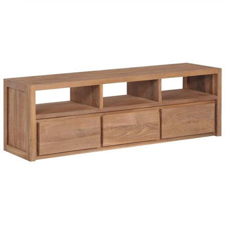 vidaXL TV-bänk massiv teak med naturlig finish 120x30x40 cm