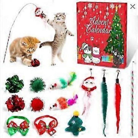 Katte Adventskalender, 24 Deler/Sett Jule Adventskalender Katte Adventskalender, Jule Adventskalender Gave til Katteelskere