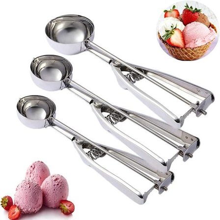 Kakeskjesett - 3 deler - Rustfritt stål (4 cm + 5 cm + 6 cm)