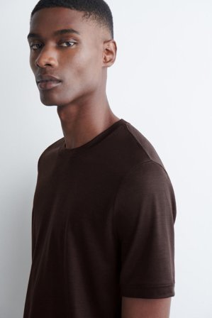 COS Men's T-Shirt In Lana Leggera in Marrone