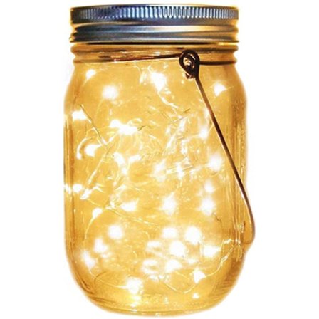 Ripustettavat aurinkokenno Mason-purkin kansivalot, 1 pakkaus 20 LED-nauha Fairy Starry Jar Light, IPX5 vedenpitävä valo terassille, puutarhaan, 