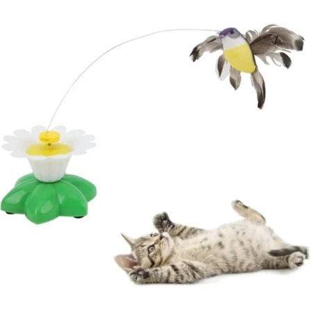 Elektrisk fugl, der driller kattelegetøj, interaktivt fuglelegetøj til katte, roterbart elektrisk flyvende fugl-kattelegetøj, 