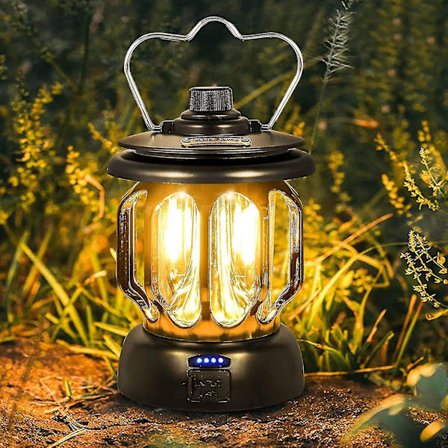 Led Vintage USB Genopladelig Campinglampe Dæmpbar Varmt Hvidt Lys 5200mah Powerbank Til Camping Fiskeri Vandreture Huler Osv. [Energi Klasse A+++]