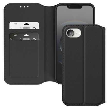 iPhone 16e-fodral - Classic Edition - Svart - Magnetiskt Lock - Videostöd - Kortfack