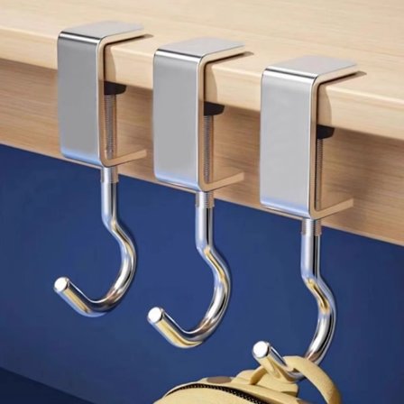 10 stk. Almindelig Sølv Rygsækkrog Til Skriveborde, Justerbar Side, Egnet Til Kollegiebrug, Fastgøres Uden Søm Eller Boring.