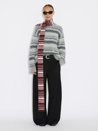 Holzweiler Fluffy Alpaca Stripe Scarf - Burgundy Stripe - Women's - One size