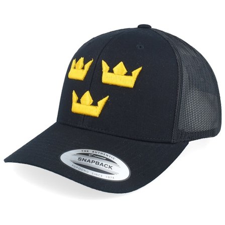 Iconic - Black - trucker - Cap - 3d Tre Kronor Black Trucker - Hatstore