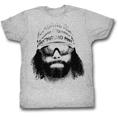 2bhip Macho Man Wrestler Randy Savage Bandana Solglasögon Ansiktsgrafisk Vuxen T-shirt Grå