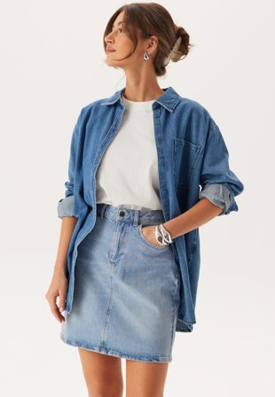 Object Collectors Item - Objellen Hw Short Denim Skirt - Light Blue Denim Detail:washed - Kläder - - Bubbleroom