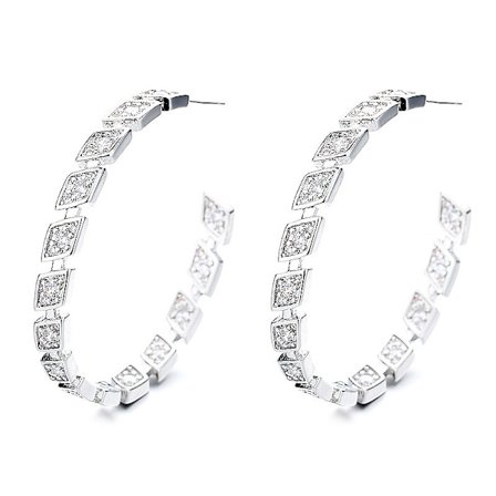 Hoops Store Runde Loops Øreringe Belagt Zirkon Halo Dame Øre Smykker