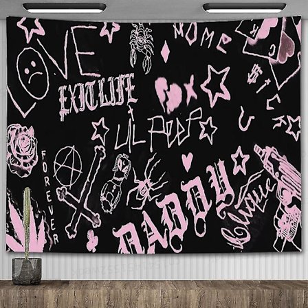 Lil Peep Väggbonad Hängande Titta På Himlen Konst Väggbonad Filt Svart Hippie Häxkonst Väggbonader Estetisk Rum Dekoration