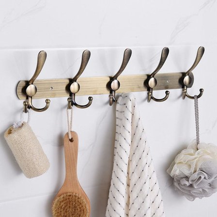 Kroklist med kleskroker, Garderobkroker, Rustfritt Stål, Rustfri, Håndklekroker, Badekåpekroker, Veggkroker, Vegggarderobe, Klesstativ