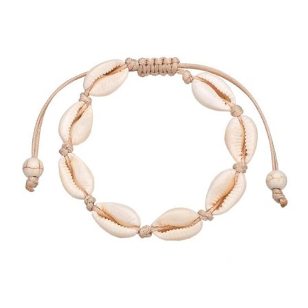 Justerbar Armbånd med Hvide Muslinger - Hvid Hvid