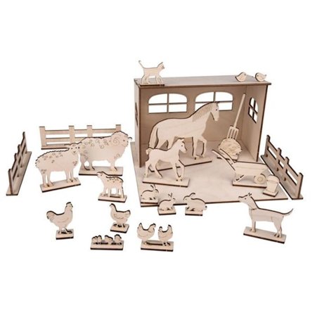 FSC Wooden Farmhouse 3D Decor Kit 45 stycken