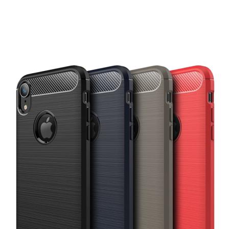 SKALO iPhone XR Armor Carbon Iskunkestävä TPU suojakuori - Valit Grey
