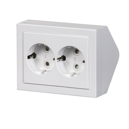 ABB Impressivo Hjørneboks 2-veis, jordet, utenpåliggende Hvit, Strømbrytere & vegguttak