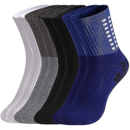 4 par anti-skli sportsokker, herre fotball i atletisk gummi for fotball