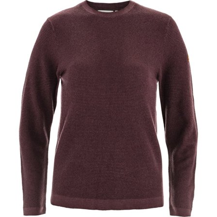 Fjällräven Women's Övik Lite Knit Sweater in Port | Size: XL, Organic Cotton/Wool