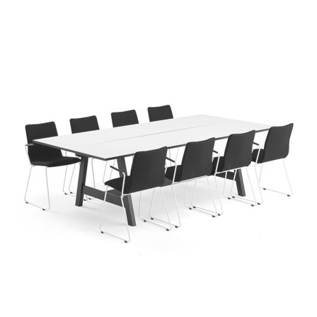Conference package deal NOMAD + OTTAWA, 1 table and 8 black chairs
