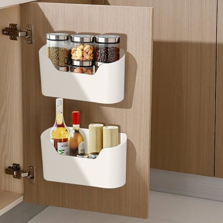 2 stk. køkkenskabsskuffe, klæbende vægmonteret opbevaringsboks, organiseringsboks