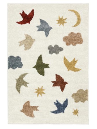 Tapis Enfant Petit Birdie - Blanc Écru/Multicolore 100X160