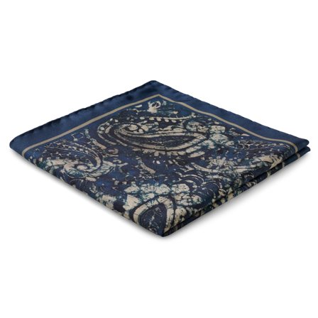 Virtuo | Fazzoletto da taschino in seta con motivo paisley blu scuro for Men