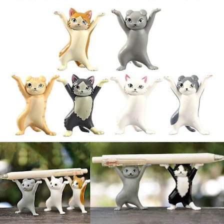 Stk. Dansende Kat Figur Pen Holder Model Legetøj Sjov Kat Ornament Til Computerbord