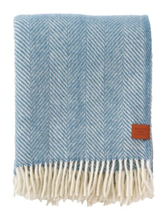 Klippan Ullpledd Herringbone Cloudy-Blue 130x180