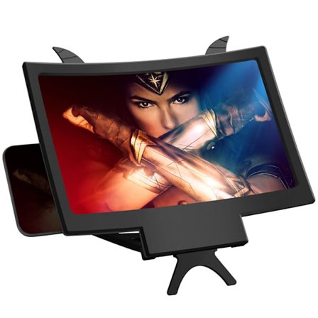 10-tums skärmförstorare, lämplig för mobiltelefoner, 3D-böjd skärmförstoring, högupplöst förstärkarprojektor, lämplig för filmer, videor, spel, 