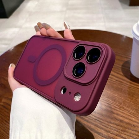 iPhone 17 Pro Max Cover Plum Rød Magnetisk Akryl Linse Skærmbeskytter Hud-Touch