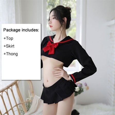 Rosett Cosplay Kostym JK Uniform Lolita Mini Top Kjol Erotisk Rol