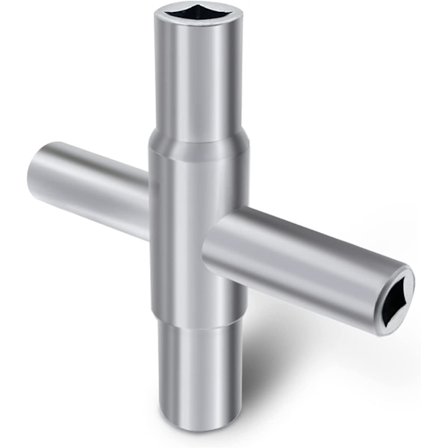 1 stk 4-veis Sillcock-nøkkel i stål, sølvfarget vannnøkkel for slangekranventil