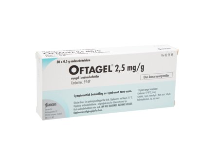 Oftagel Øyegel endos 2,5mg/g, 30 x 0.5 g