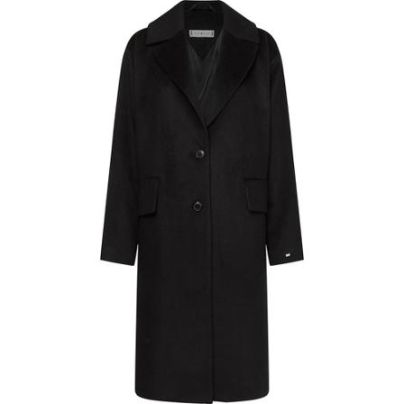 Tommy Hilfiger Single-Breasted Coats Sort, Dame Uldfrakker