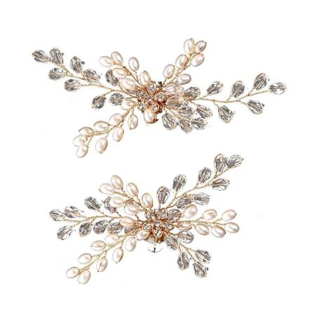 1 Par Aftagelige Sko Dekorationer Skinnende Krystal Sko Klips Charm Spænde Rhinestone Brosche Kvinders Taske Vedhæng Brud Tilbehør B-3