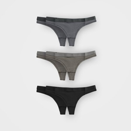Damen-Tanga-Unterwäsche, 3 Farben - 6er-Pack | TENCEL Lyocell, Large